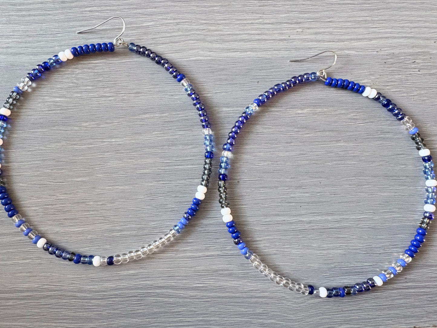 Beaded Hoops (Blue)