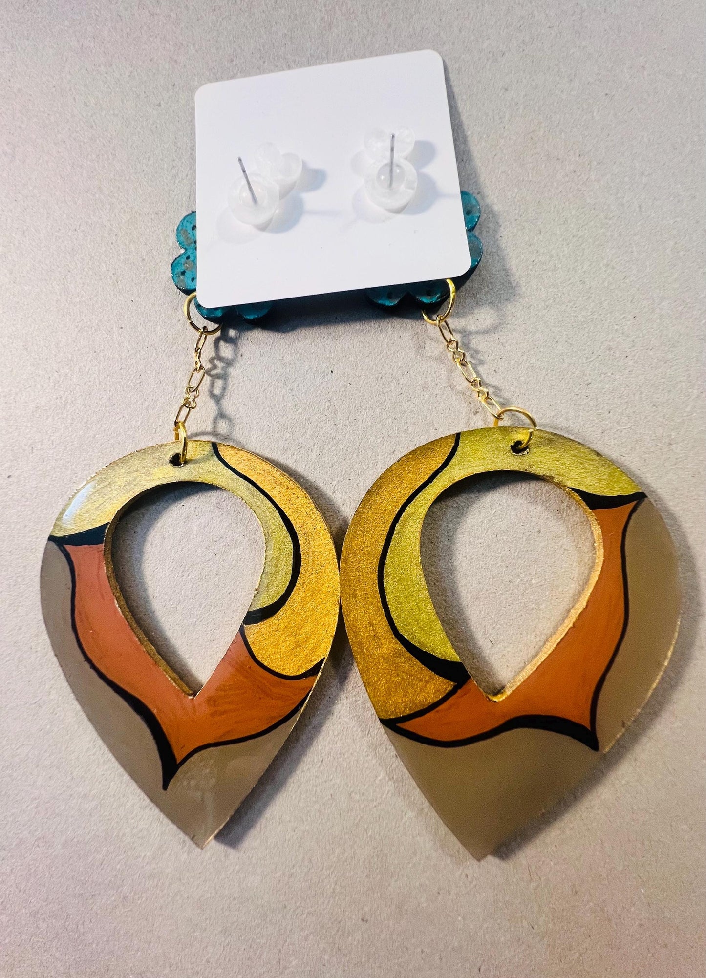 Neutral art deco stud/dangle earrings